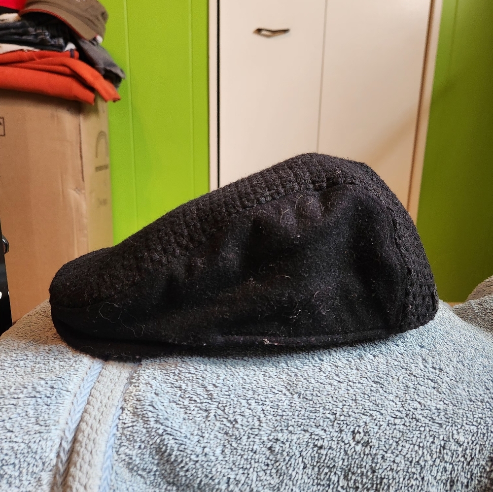 Black flat hat